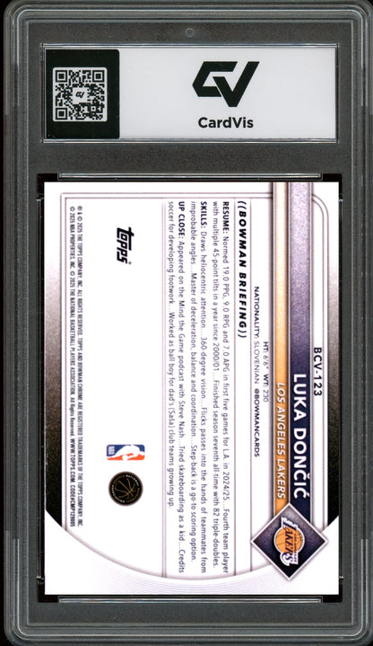 2025 Bowman #BCV-123 Luka Doncic Graded 10 Gem Mint - Back