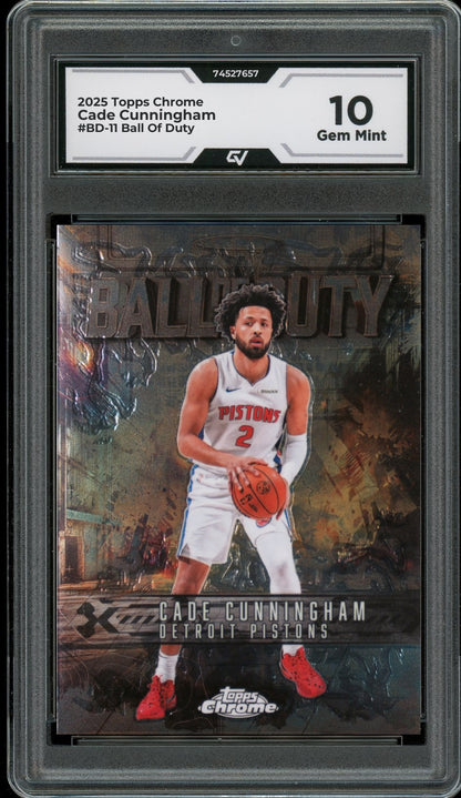 2025 Topps Chrome #BD-11 Cade Cunningham Ball Of Duty Graded 10 Gem Mint - Front