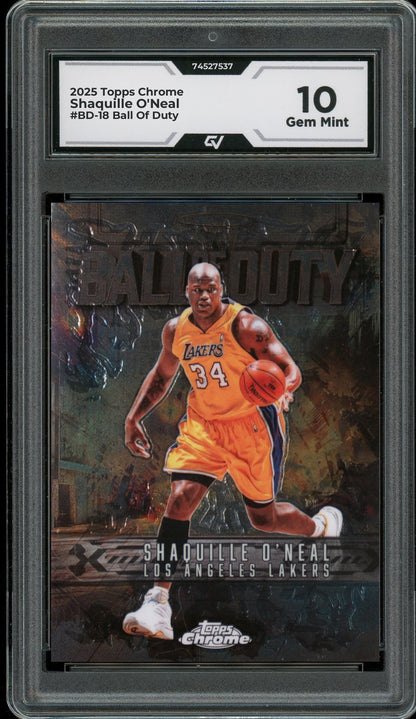 2025 Topps Chrome #BD-18 Shaquille O'Neal Ball Of Duty Graded 10 Gem Mint - Front