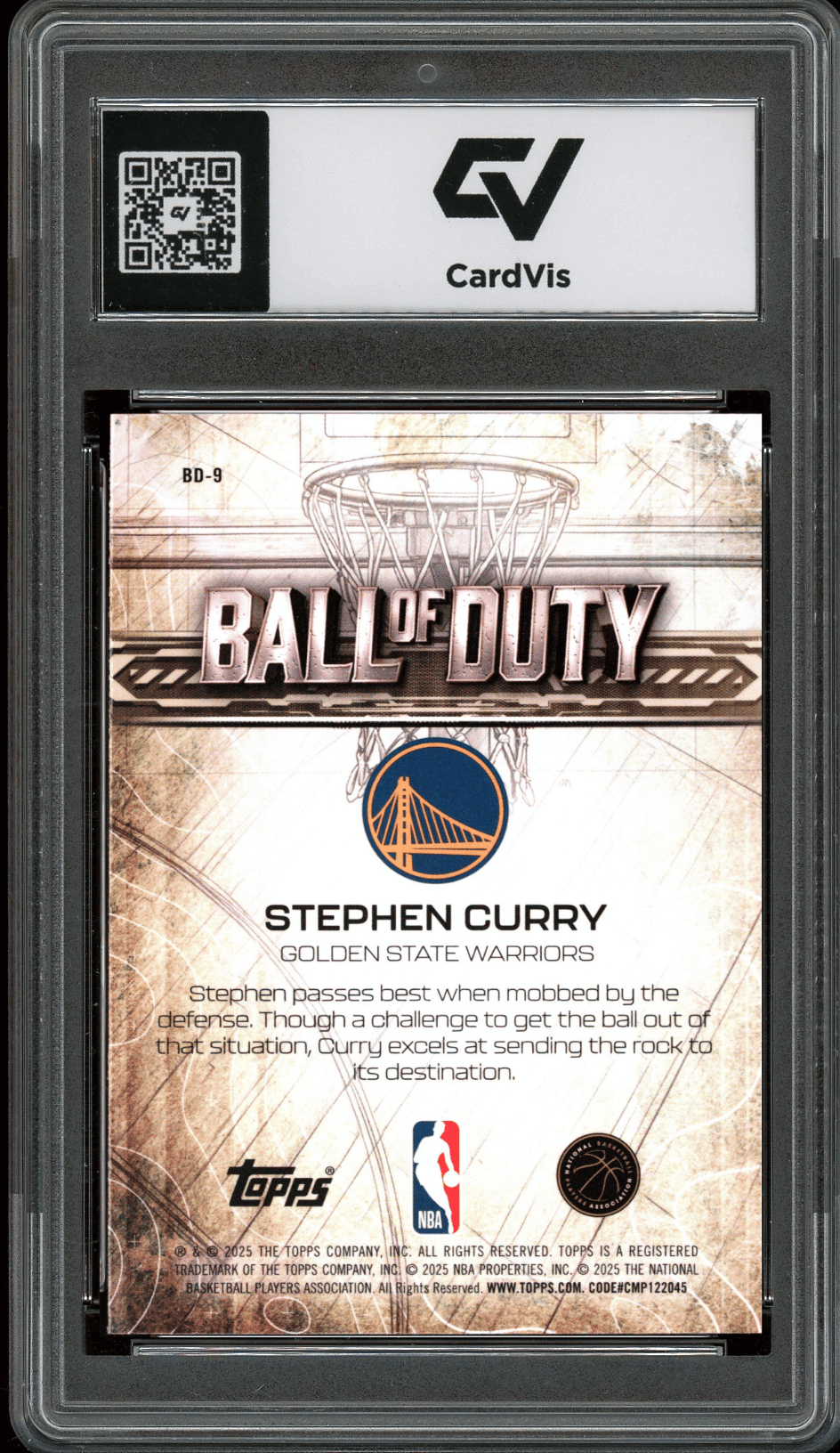 2025 Topps Chrome Ball Of Duty #BD-9 Stephen Curry Graded 10 Gem Mint - Back
