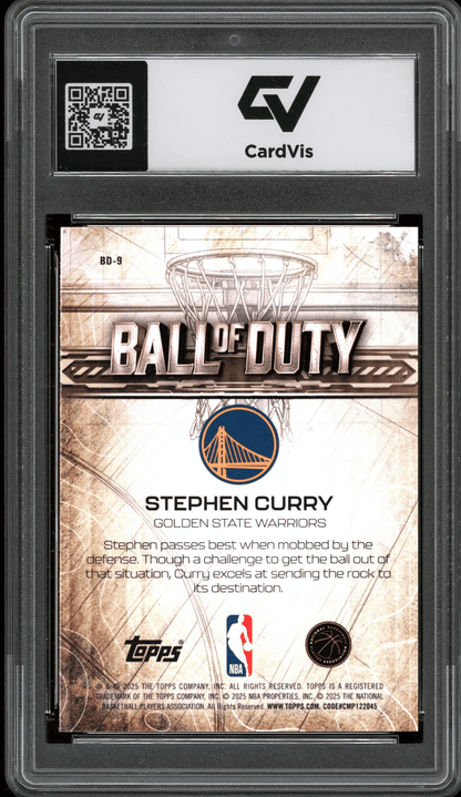 2025 Topps Chrome Ball Of Duty #BD-9 Stephen Curry Graded 10 Gem Mint - Back