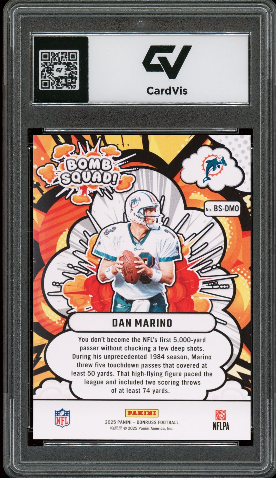 2025 Panini Donruss #BS-DMO Dan Marino Bomb Squad Graded 10 Gem Mint - Back