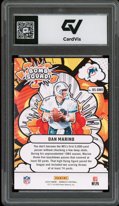 2025 Panini Donruss #BS-DMO Dan Marino Bomb Squad Graded 10 Gem Mint - Back