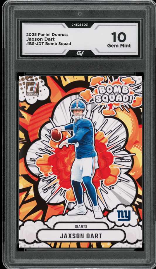 2025 Panini Donruss Bomb Squad #BS-JDT Jaxson Dart Graded 10 Gem Mint - Front