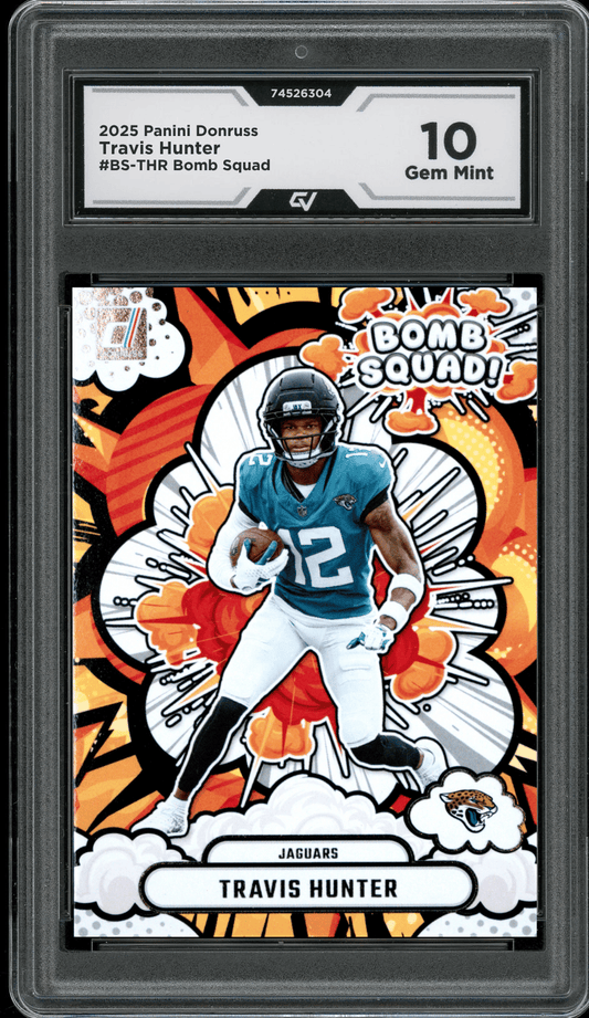 2025 Panini Donruss Bomb Squad #BS-THR Travis Hunter Graded 10 Gem Mint - Front