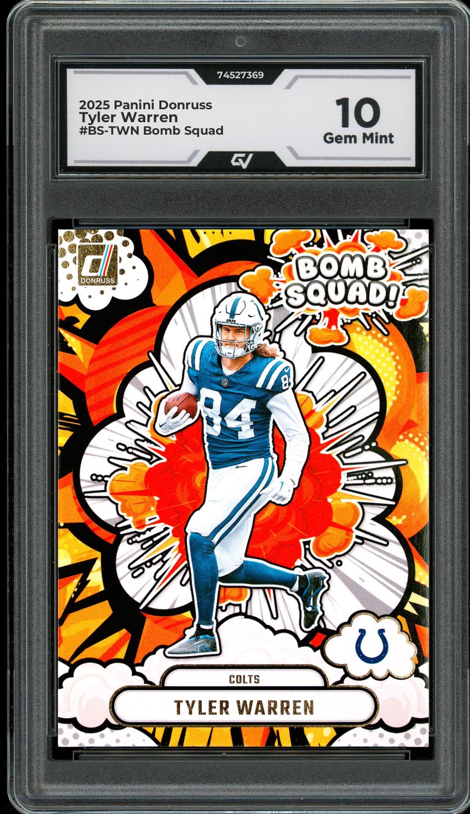 2025 Panini Donruss #BS-TWN Tyler Warren Bomb Squad Graded 10 Gem Mint - Front