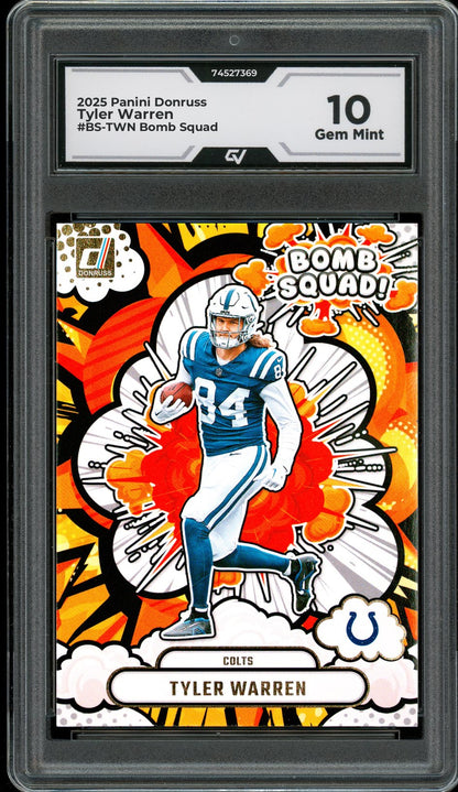2025 Panini Donruss #BS-TWN Tyler Warren Bomb Squad Graded 10 Gem Mint - Front