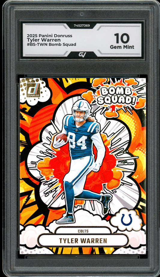 2025 Panini Donruss #BS-TWN Tyler Warren Bomb Squad Graded 10 Gem Mint - Front