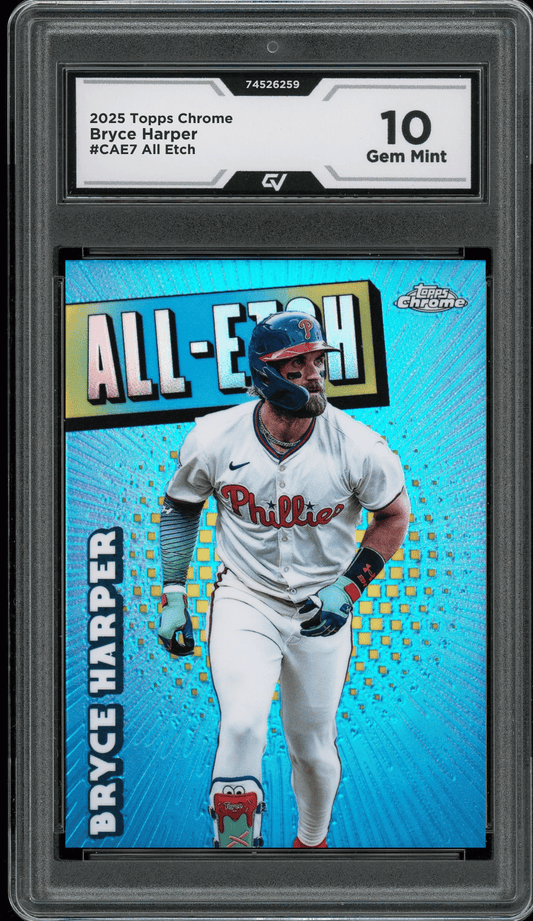 2025 Topps Chrome All Etch #CAE7 Bryce Harper Graded 10 Gem Mint - Front