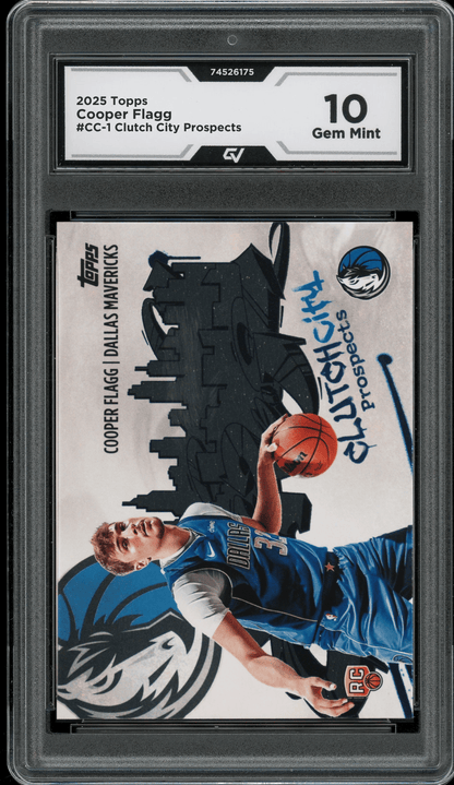 2025 Topps Clutch City Prospects #CC-1 Cooper Flagg Graded 10 Gem Mint - Front