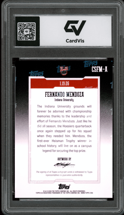 2025 Bowman U Now #CSFM-A Fernando Mendoza Graded 10 Gem Mint - Back