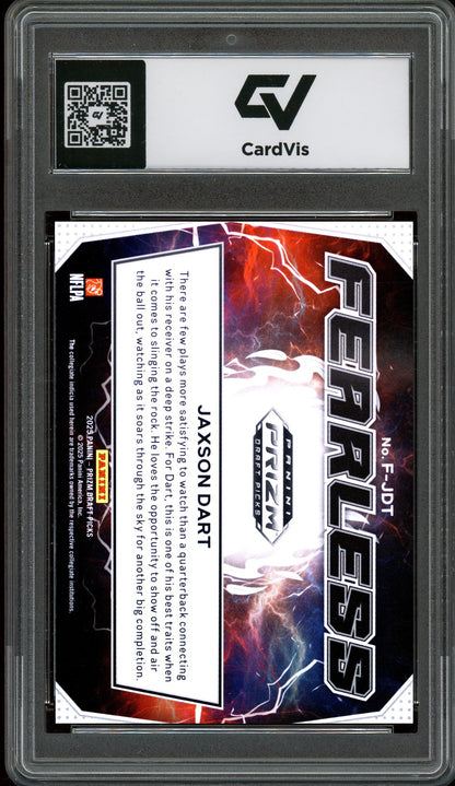 2025 Panini Prizm Draft Picks #F-JDT Jaxson Dart Fearless Graded 10 Gem Mint - Back