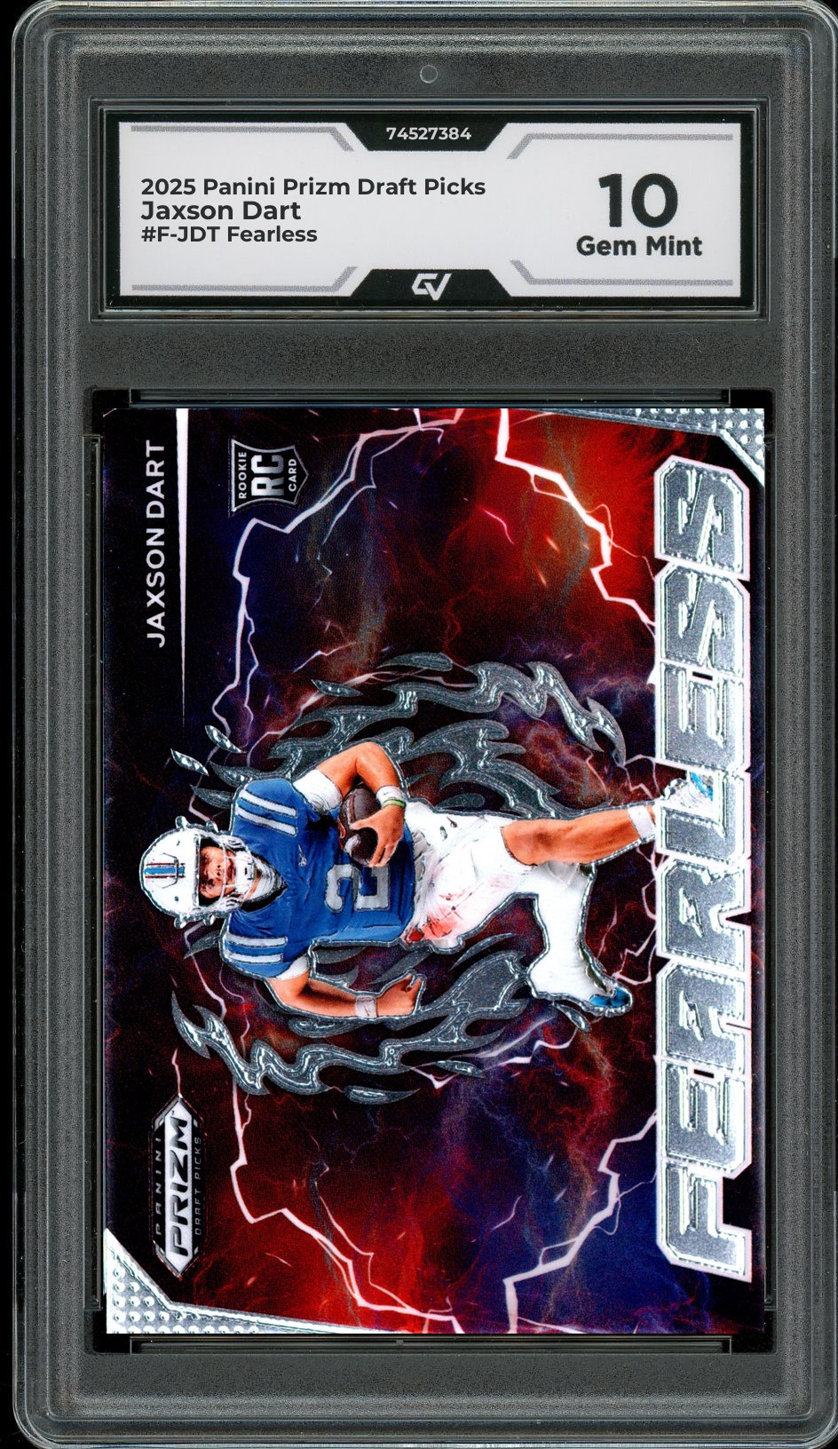 2025 Panini Prizm Draft Picks #F-JDT Jaxson Dart Fearless Graded 10 Gem Mint - Front