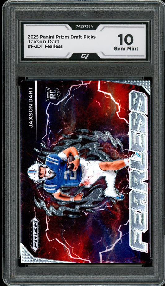 2025 Panini Prizm Draft Picks #F-JDT Jaxson Dart Fearless Graded 10 Gem Mint - Front