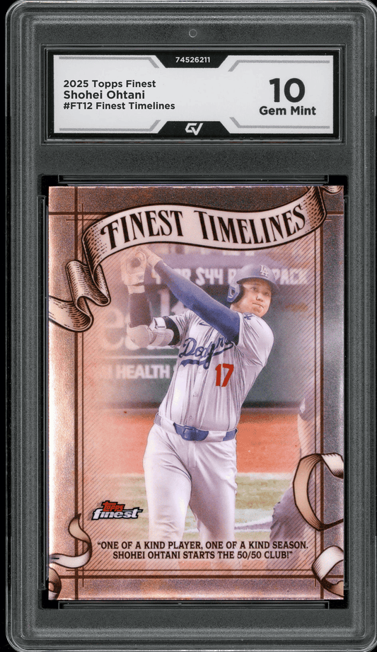 2025 Topps Finest Finest Timelines #FT12 Shohei Ohtani Graded 10 Gem Mint - Front