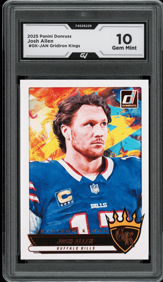 2025 Panini Donruss Gridiron Kings #GK-JAN Josh Allen Graded 10 Gem Mint - Front