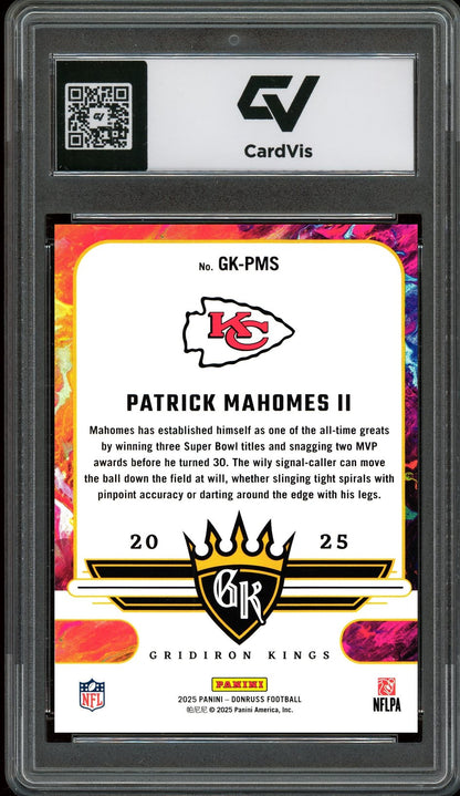 2025 Panini Donruss #GK-PMS Patrick Mahomes II Gridiron Kings Graded 10 Gem Mint - Back