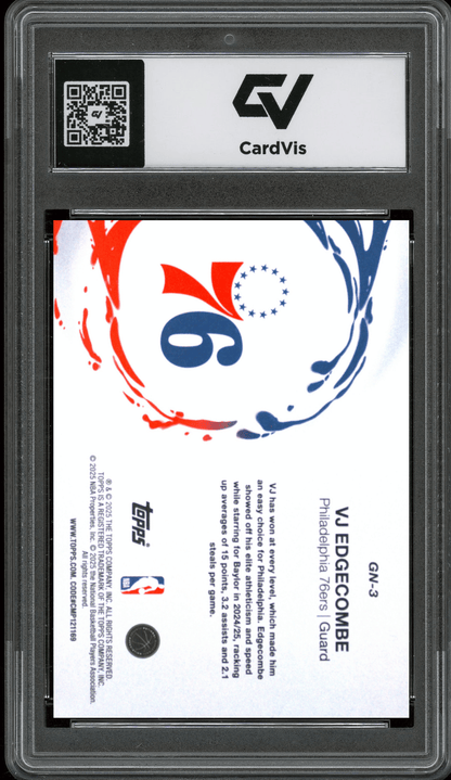2025 Topps Generation Now #GN-3 VJ Edgecombe Graded 10 Gem Mint - Back