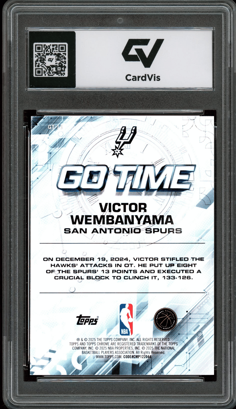 2025 Topps Chrome Go Time #GT-11 Victor Wembanyama Graded 10 Gem Mint - Back