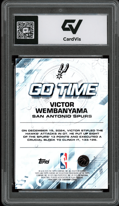 2025 Topps Chrome Go Time #GT-11 Victor Wembanyama Graded 10 Gem Mint - Back