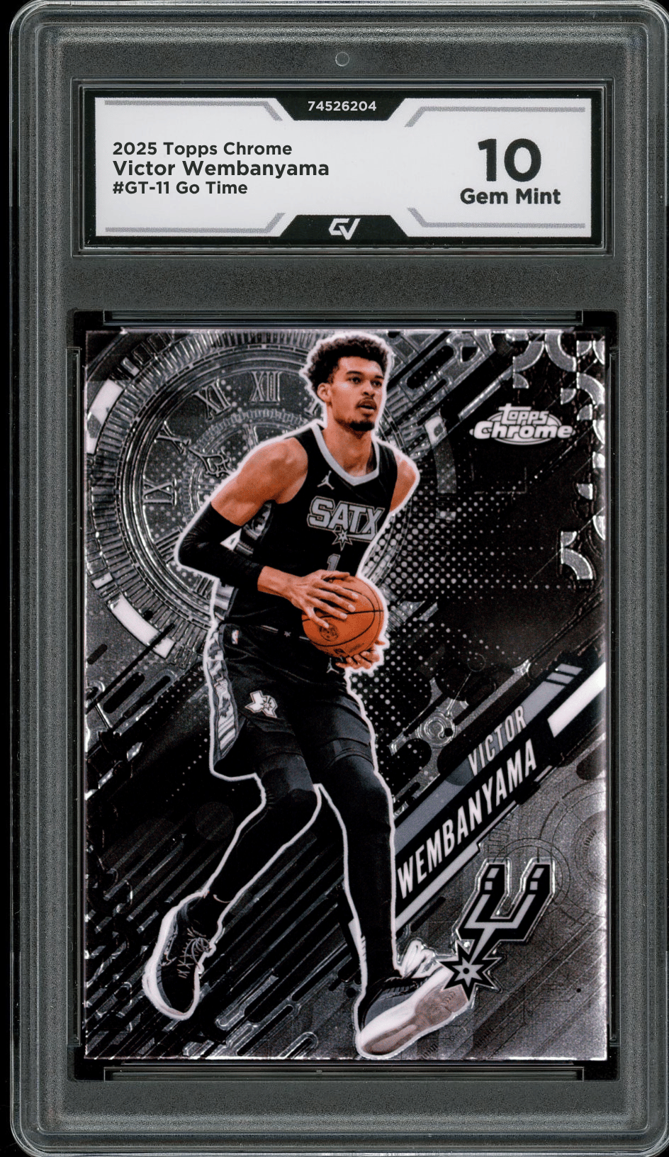 2025 Topps Chrome Go Time #GT-11 Victor Wembanyama Graded 10 Gem Mint - Front