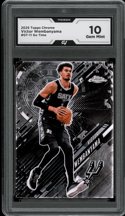 2025 Topps Chrome Go Time #GT-11 Victor Wembanyama Graded 10 Gem Mint - Front