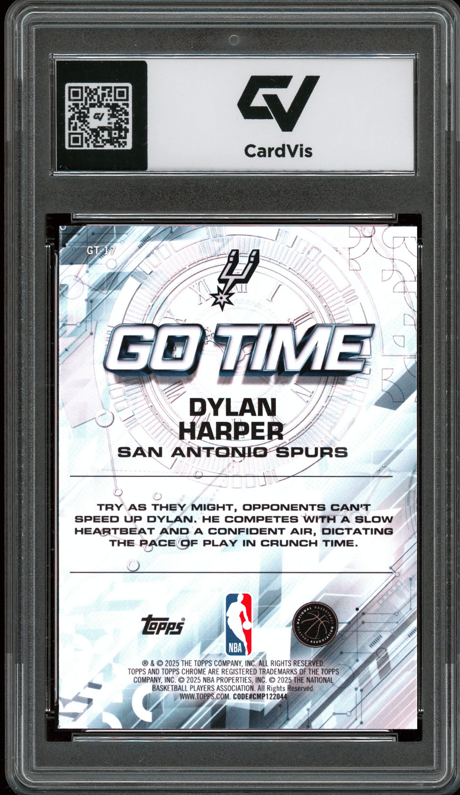 2025 Topps Chrome Go Time #GT-17 Dylan Harper Graded 10 Gem Mint - Back