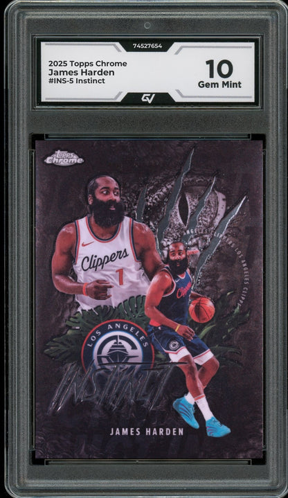 2025 Topps Chrome #INS-5 James Harden Instinct Graded 10 Gem Mint - Front