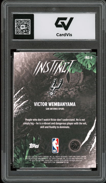 2025 Topps Chrome Instinct #INS-9 Victor Wembanyama Graded 10 Gem Mint - Back