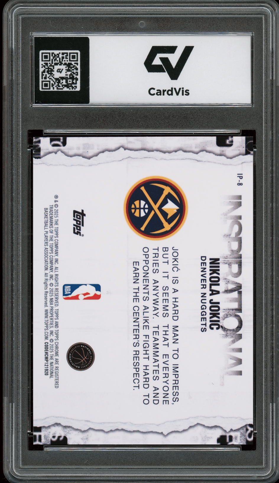 2025 Topps Chrome Inspirational #IP-8 Nikola Jokic Graded 10 Gem Mint - Back
