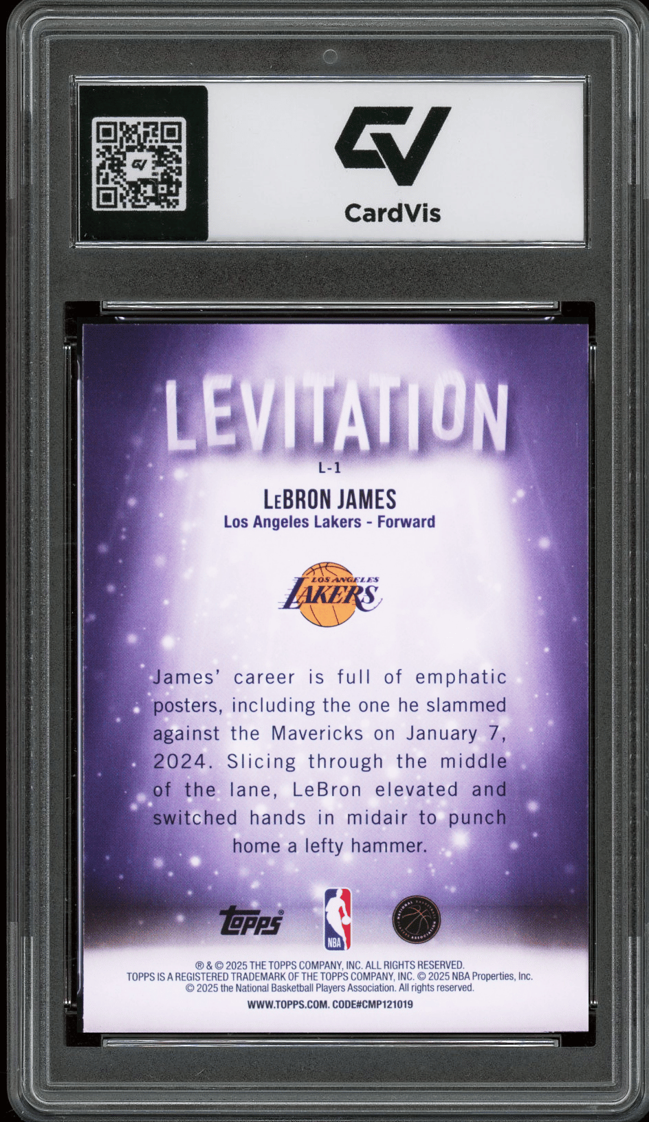 2025 Topps Levitation #L-1 Lebron James Graded 10 Gem Mint - Back