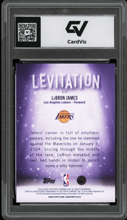 2025 Topps Levitation #L-1 Lebron James Graded 10 Gem Mint - Back