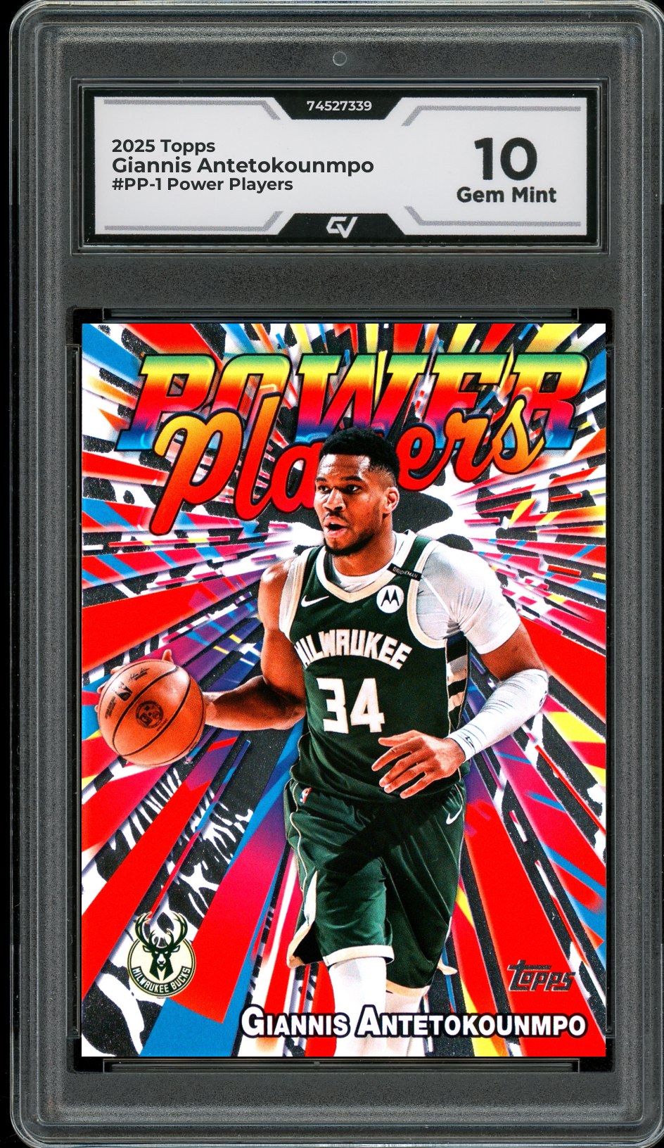 2025 Topps #PP-1 Giannis Antetokounmpo Power Players Graded 10 Gem Mint - Front