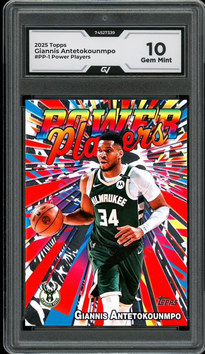 2025 Topps #PP-1 Giannis Antetokounmpo Power Players Graded 10 Gem Mint - Front