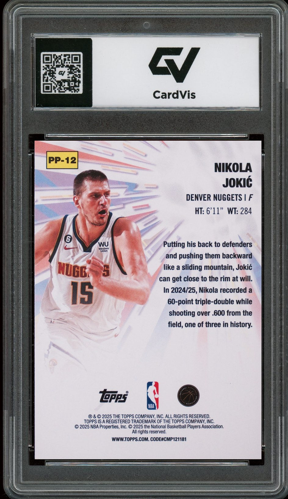 2025 Topps #PP-12 Nikola Jokic Power Players Graded 10 Gem Mint - Back