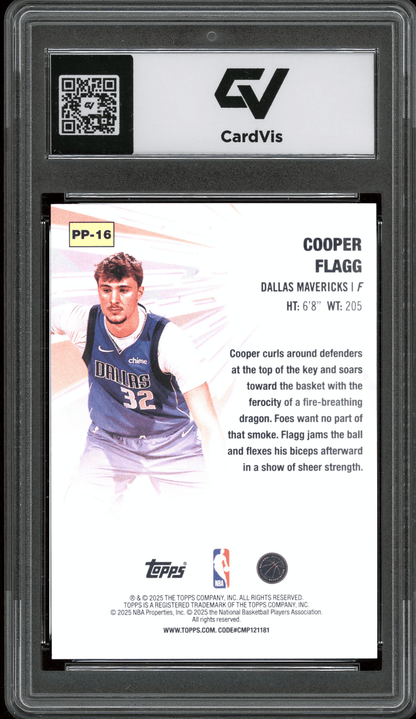 2025 Topps Power Players #PP-16 Cooper Flagg Graded 10 Gem Mint - Back
