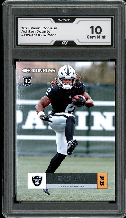 2025 Panini Donruss #R05-ASJ Ashton Jeanty Retro 2005 Rookie Card RC Graded 10 Gem Mint - Front