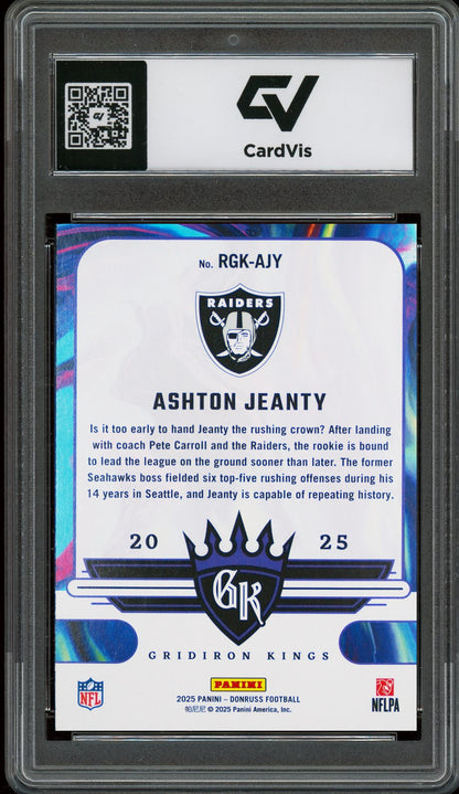 2025 Panini Donruss #RGK-AJY Ashton Jeanty Rookie Gridiron Kings Rookie Card RC Graded 10 Gem Mint - Back