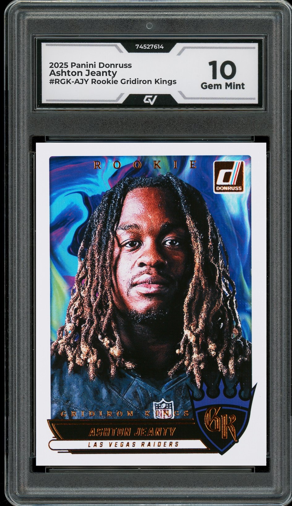 2025 Panini Donruss #RGK-AJY Ashton Jeanty Rookie Gridiron Kings Rookie Card RC Graded 10 Gem Mint - Front