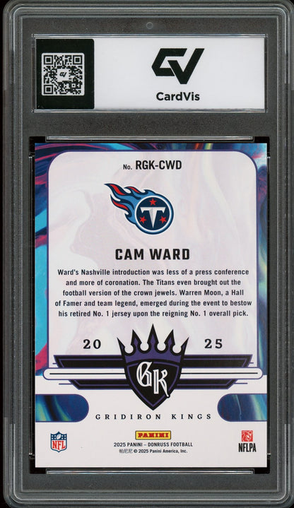 2025 Panini Donruss #RGK-CWD Cam Ward Rookie Gridiron Kings Graded 10 Gem Mint - Back