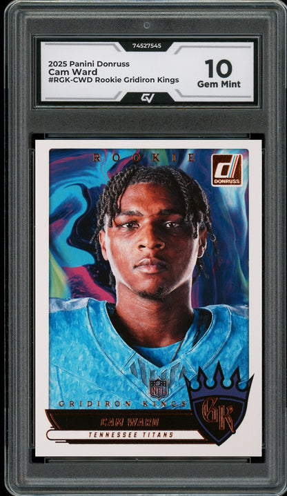 2025 Panini Donruss #RGK-CWD Cam Ward Rookie Gridiron Kings Graded 10 Gem Mint - Front
