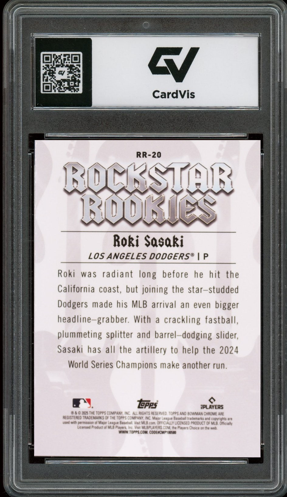 2025 Bowman #RR20 Roki Sasaki Rockstar Rookies Graded 10 Gem Mint - Back