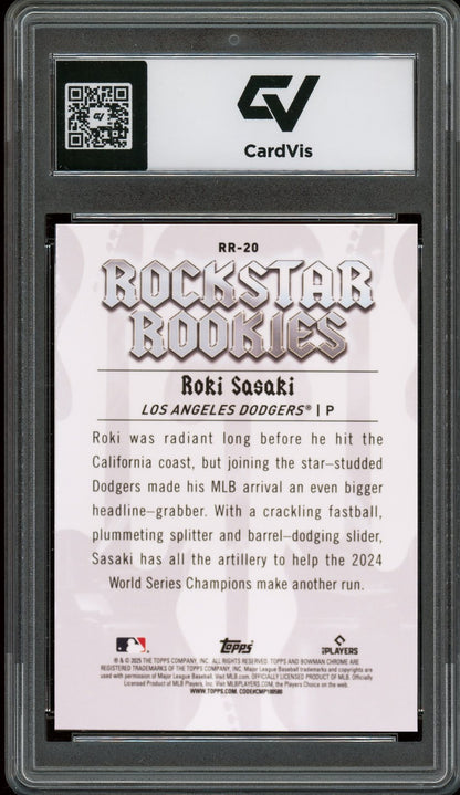 2025 Bowman #RR20 Roki Sasaki Rockstar Rookies Graded 10 Gem Mint - Back