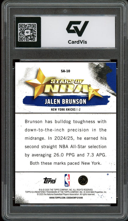 2025 Topps #SA-10 Jalen Brunson Stars of NBA Graded 10 Gem Mint - Back