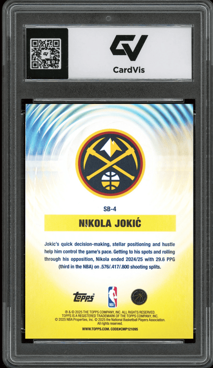 2025 Topps Sonic Boom #SB-4 Nikola Jokic Graded 10 Gem Mint - Back