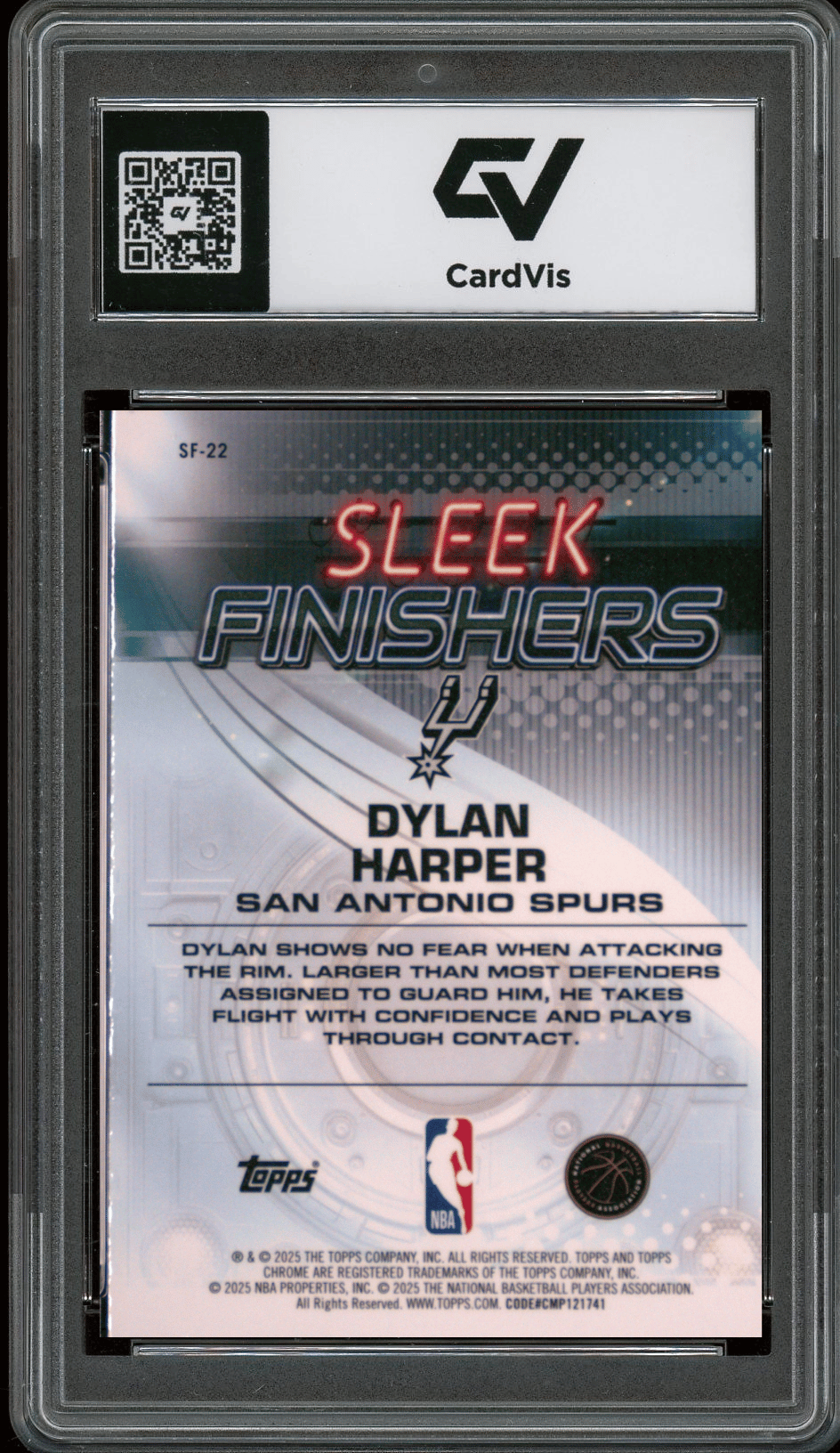 2025 Topps Chrome Sleek Finishers #SF-22 Dylan Harper Graded 10 Gem Mint - Back