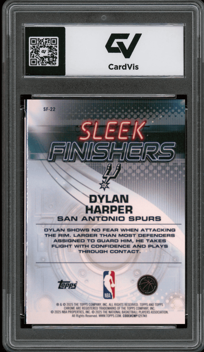 2025 Topps Chrome Sleek Finishers #SF-22 Dylan Harper Graded 10 Gem Mint - Back