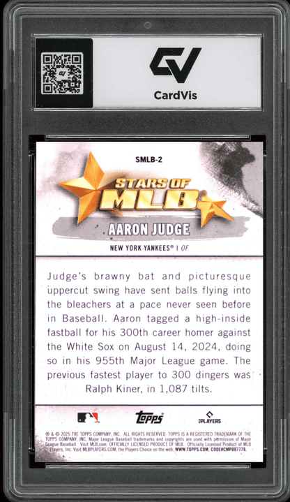 2025 Topps Stars Of MLB #SMLB2 Aaron Judge Graded 10 Gem Mint - Back
