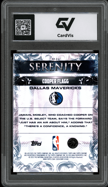 2025 Topps Chrome Serenity #SY-11 Cooper Flagg Graded 10 Gem Mint - Back