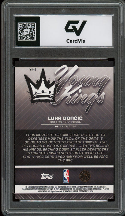 2025 Bowman Chrome #YK-2 Luka Doncic Young Kings Graded 10 Gem Mint - Back